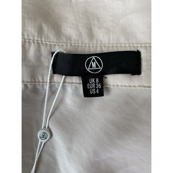 Missguided Long Line Tie Front Shirt Size 4 NWT Light Pink Silky - Picture 9 of 11